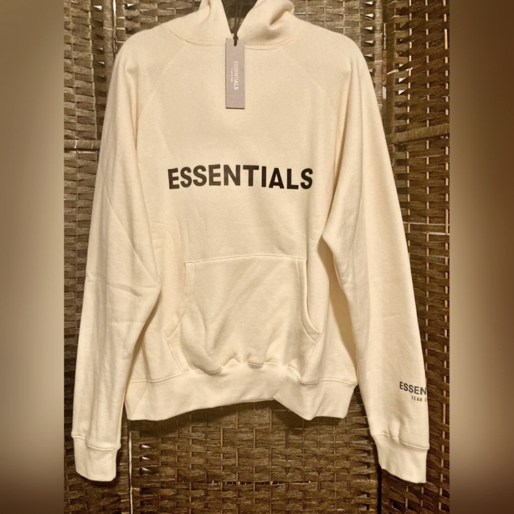 Fear of God Essentials Pullover Hoodie Cream OVERSIZED Small New With Tags